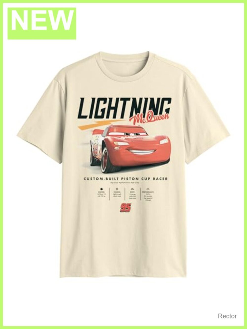 Disney Pixar Cars Lightning McQueen Graphic T-Shirt Cotton Crew Neck